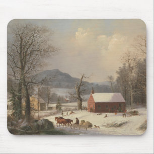 Red School House (Country Scene) 1858 Mouse Pad