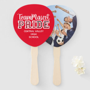 Red School Pride Mascot Name Hand Fan