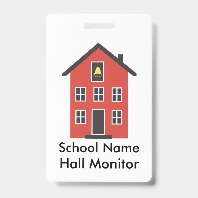 Red Schoolhouse Hall Monitor Badge ID Badge (Front)