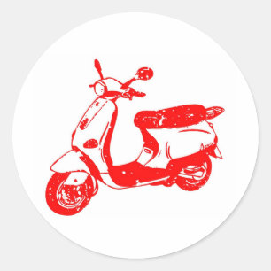 Red Scooter Classic Round Sticker