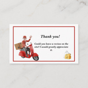 Red Scooter Delivery Driver Thank you Business Card
