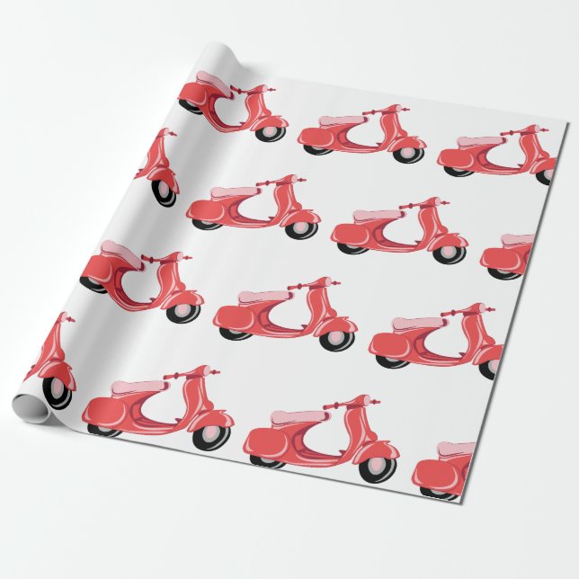 Red Scooter Wrapping Paper (Unrolled)