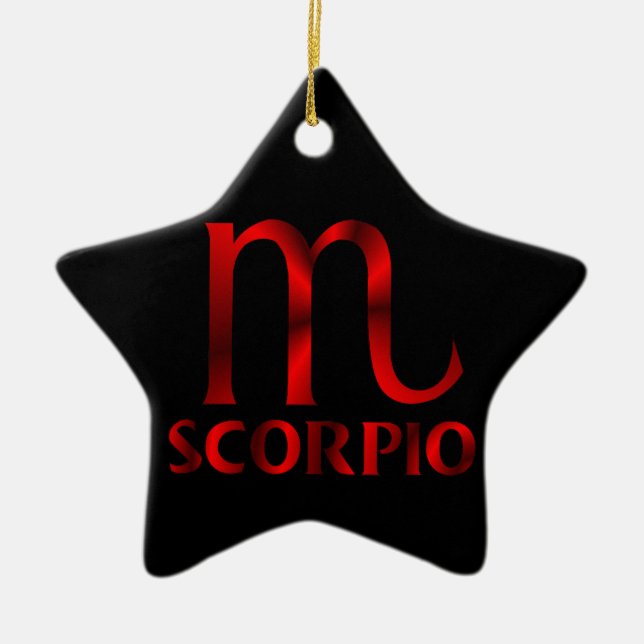 Red Scorpio Horoscope Symbol Ceramic Tree Decoration (Front)