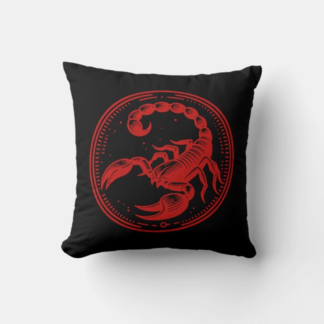 Red Scorpion Astrology Zodiac Sign Scorpio Cushion (Front)