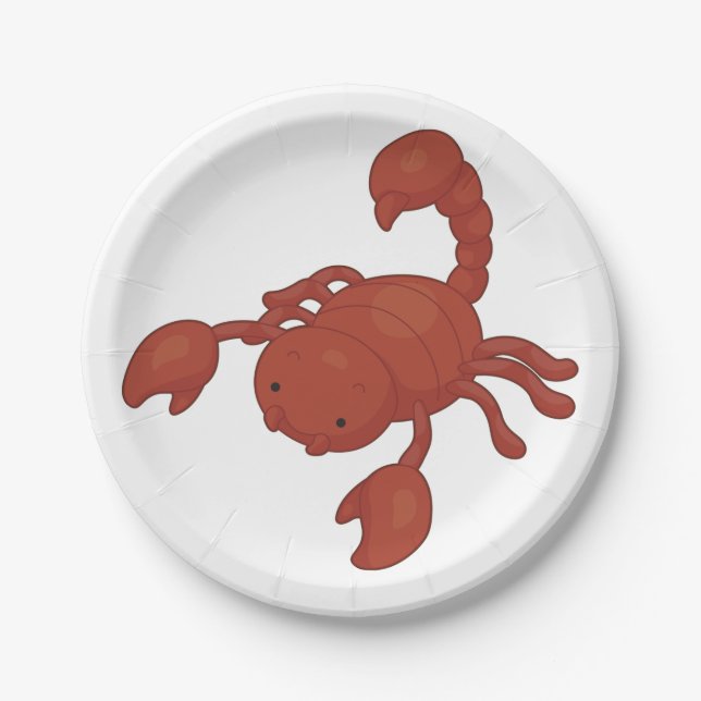 Red Scorpion Illustration Paper Plate (Front)