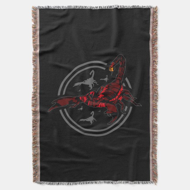Red Scorpion Throw Blanket (Front Vertical)