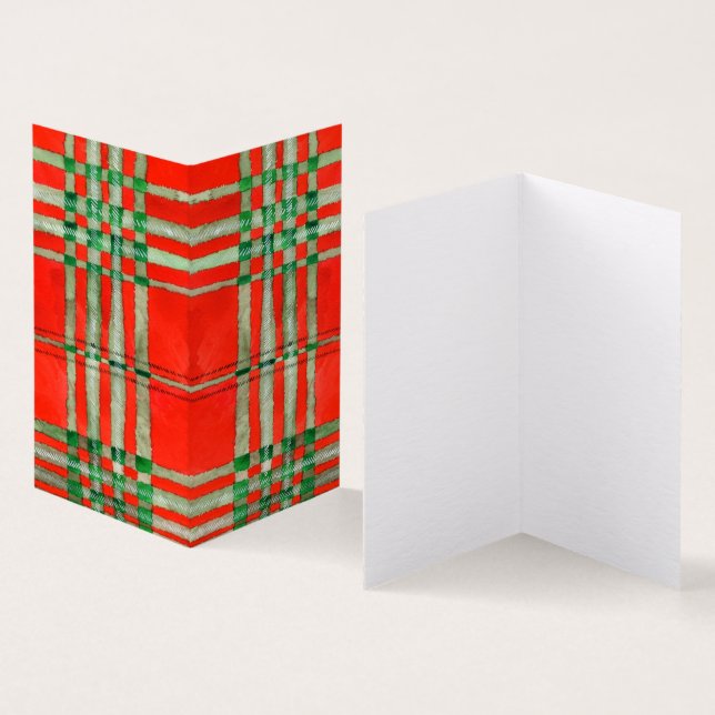RED SCOTT TARTAN 3.5x2 Folded Card (Inside and Outside)