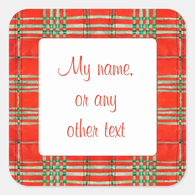 RED SCOTT TARTAN 3" Square Matte Stickers (Front)