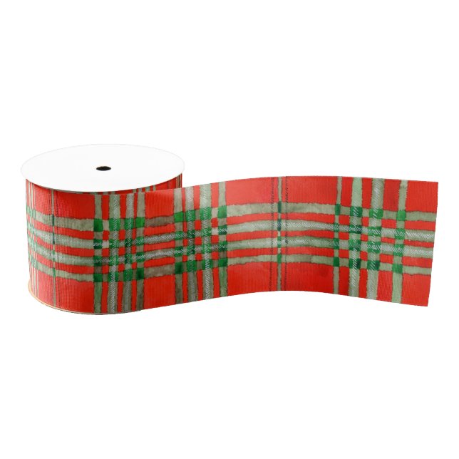 RED SCOTT TARTAN 3" Wide Grosgrain Ribbon (Spool)