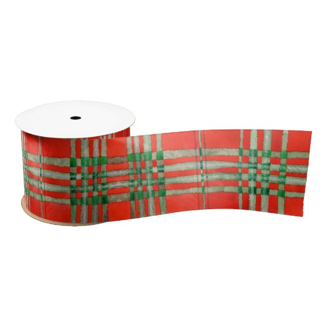 RED SCOTT TARTAN 3" Wide Satin Ribbon (Spool)