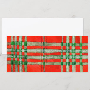 RED SCOTT TARTAN 4x9 Flat Card / Horizontal