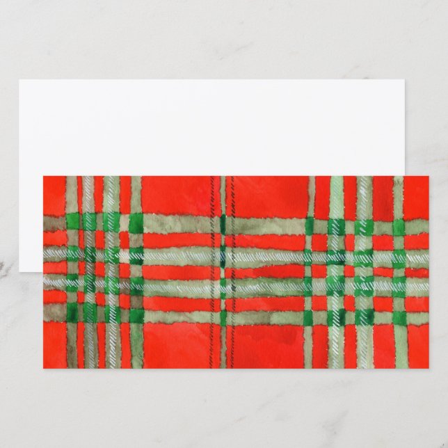 RED SCOTT TARTAN 8x4 Flat Card / Horizontal (Front/Back)