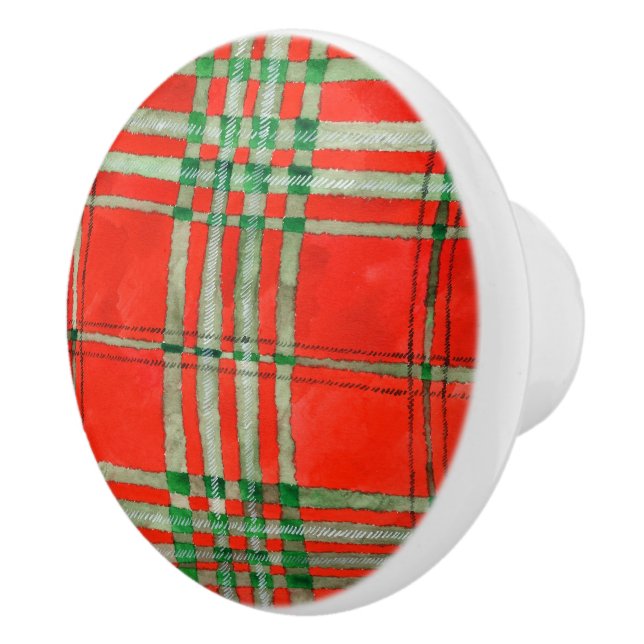 RED SCOTT TARTAN Ceramic Knob (Right)