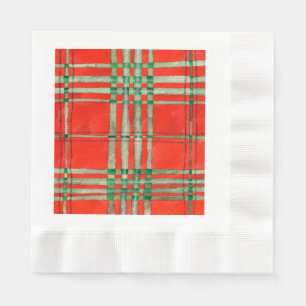 RED SCOTT TARTAN Coined Luncheon Paper Napkins
