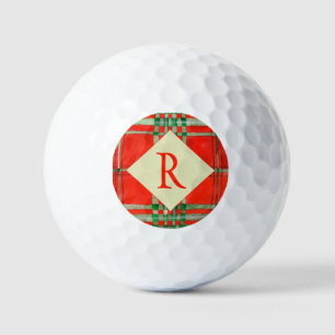 RED SCOTT TARTAN Golf Balls + Initial