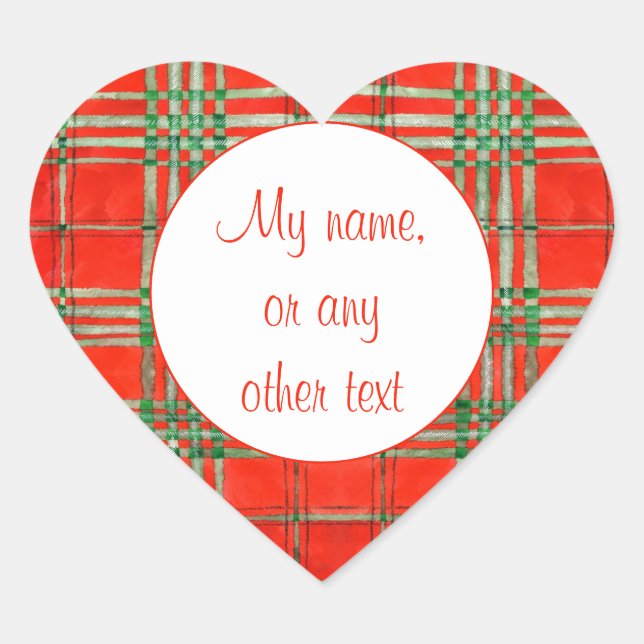 RED SCOTT TARTAN Heart Matte Stickers (Front)
