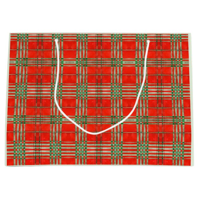 RED SCOTT TARTAN Large Gift Bag (Front)