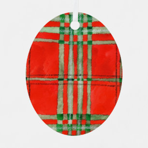 RED SCOTT TARTAN Metal Oval Ornament