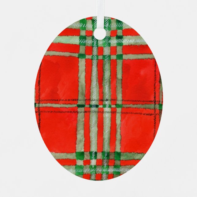 RED SCOTT TARTAN Metal Oval Ornament (Front)