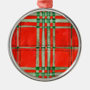 RED SCOTT TARTAN Premium Round Ornament