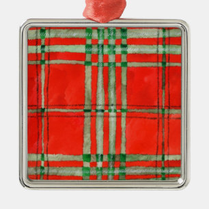 RED SCOTT TARTAN Premium Square Ornament