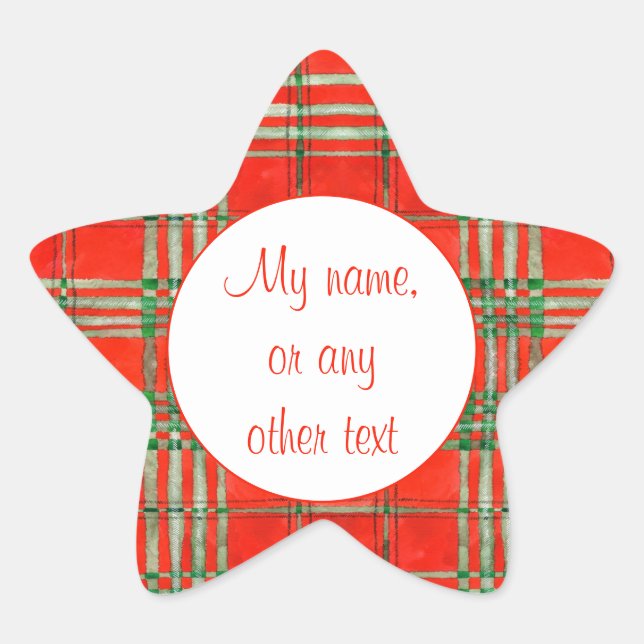 RED SCOTT TARTAN Star Matte Stickers (Front)