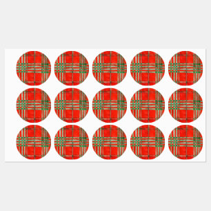 RED SCOTT TARTAN Waterproof Labels
