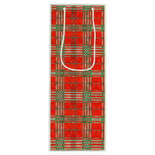 RED SCOTT TARTAN Wine Gift Bag