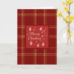 Red Scottish Heritage Tartan Fur Family Christmas Card