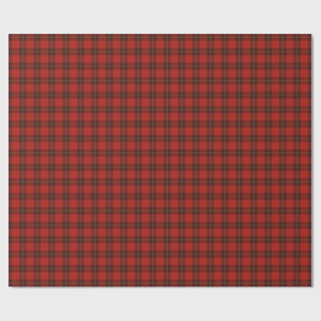 Red Scottish Plaid Check Tartan Wrapping Paper (Flat)