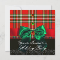 RED SCOTTISH TARTAN AND GREEN BOWS CHRISTMAS PARTY