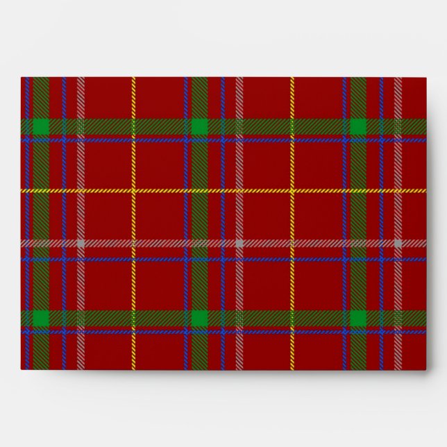 Red Scottish tartan plaid pattern Envelope (Front)