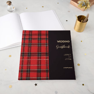 Red Scottish Tartan Wedding  Guest Book
