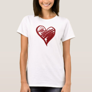 Red Scribble Heart – Hand-Drawn Crayon Style  T-Shirt