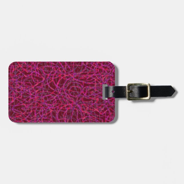 Red scribbled lines pattern luggage tag (Front Horizontal)