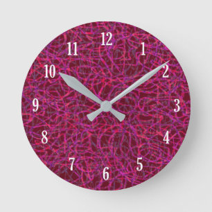 Red scribbled lines pattern round clock