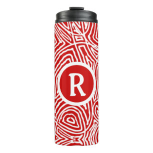Red Scribbleprint Initial Bottle Cooler