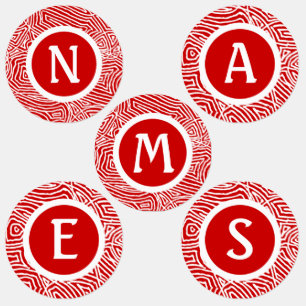 Red Scribbleprint Labels