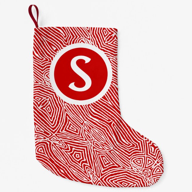 Red Scribbleprint Small Christmas Stocking (Front)