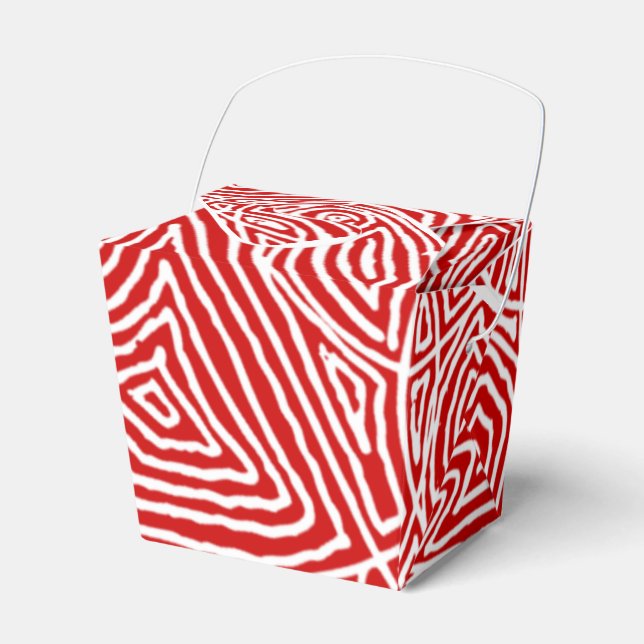 Red Scribbleprints Pattern Favour Box (Front Side)