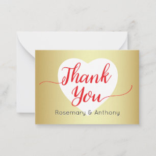 Red Script Calligraphy Thank You Cards