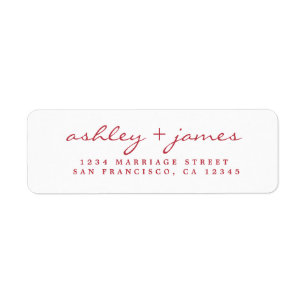 Red Script Elegant Wedding Return Address Label