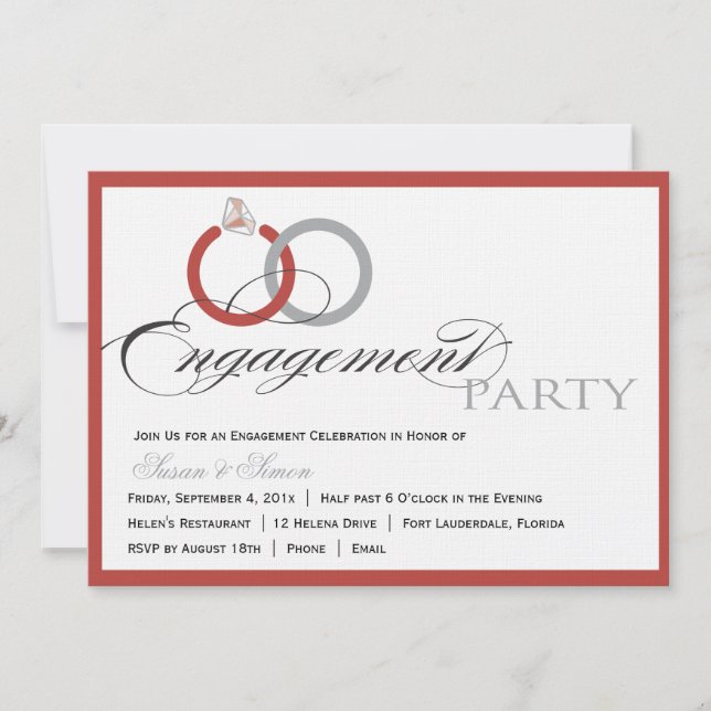 Red Script Engagement Party Invitation (Front)