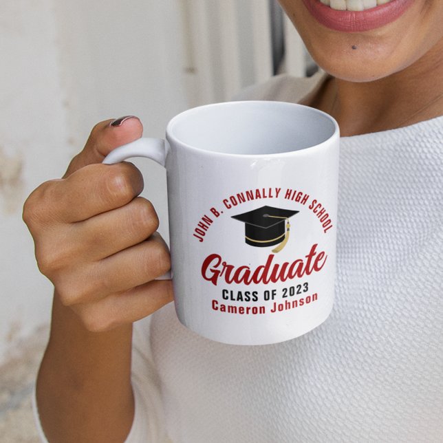 Red Script Graduate Custom Graduation Gift Coffee Mug (Creator Uploaded)