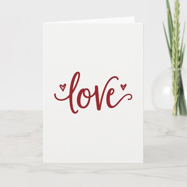 Red Script Love Hearts Card (Front)