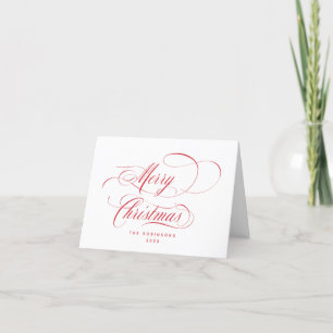 Red Script Merry Christmas Holiday Card