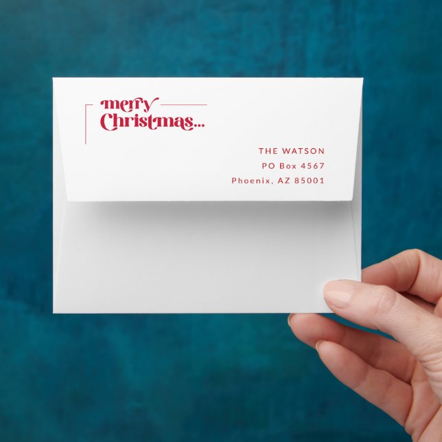 Red Script Merry Christmas Pet Dog Holiday Envelope (Hand)