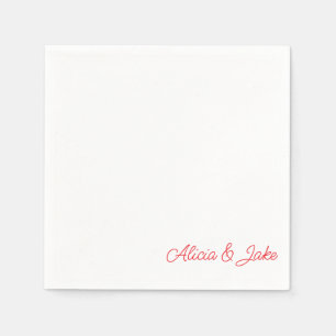 Red Script Names Personalized Wedding Napkin