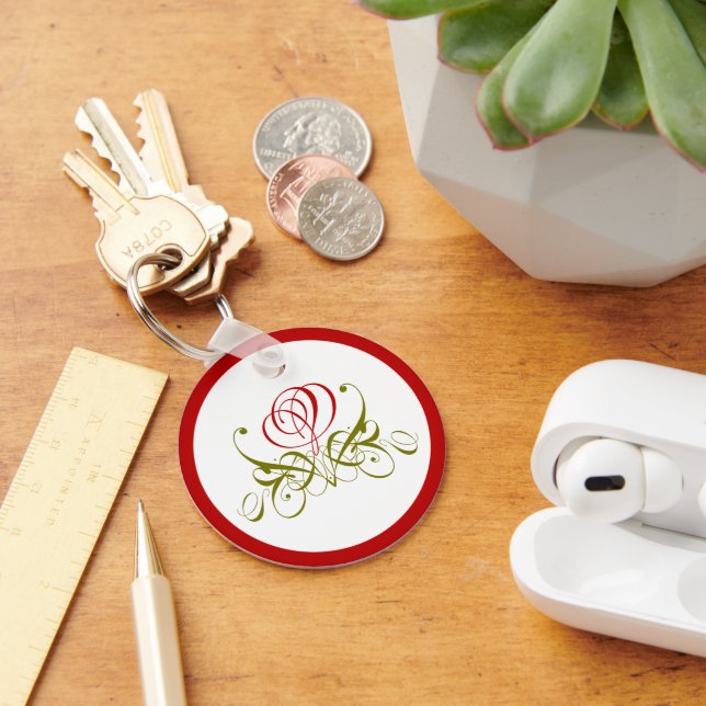 Red Scroll Rose Keychain (Desk)