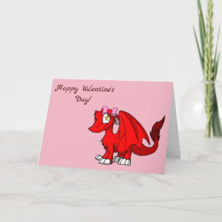 Red SD Furry Dragon w/ Valentine's Day Hairbow Card